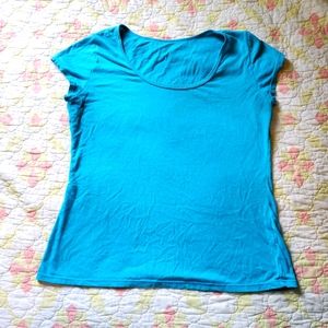 Blue scoop neck shirt